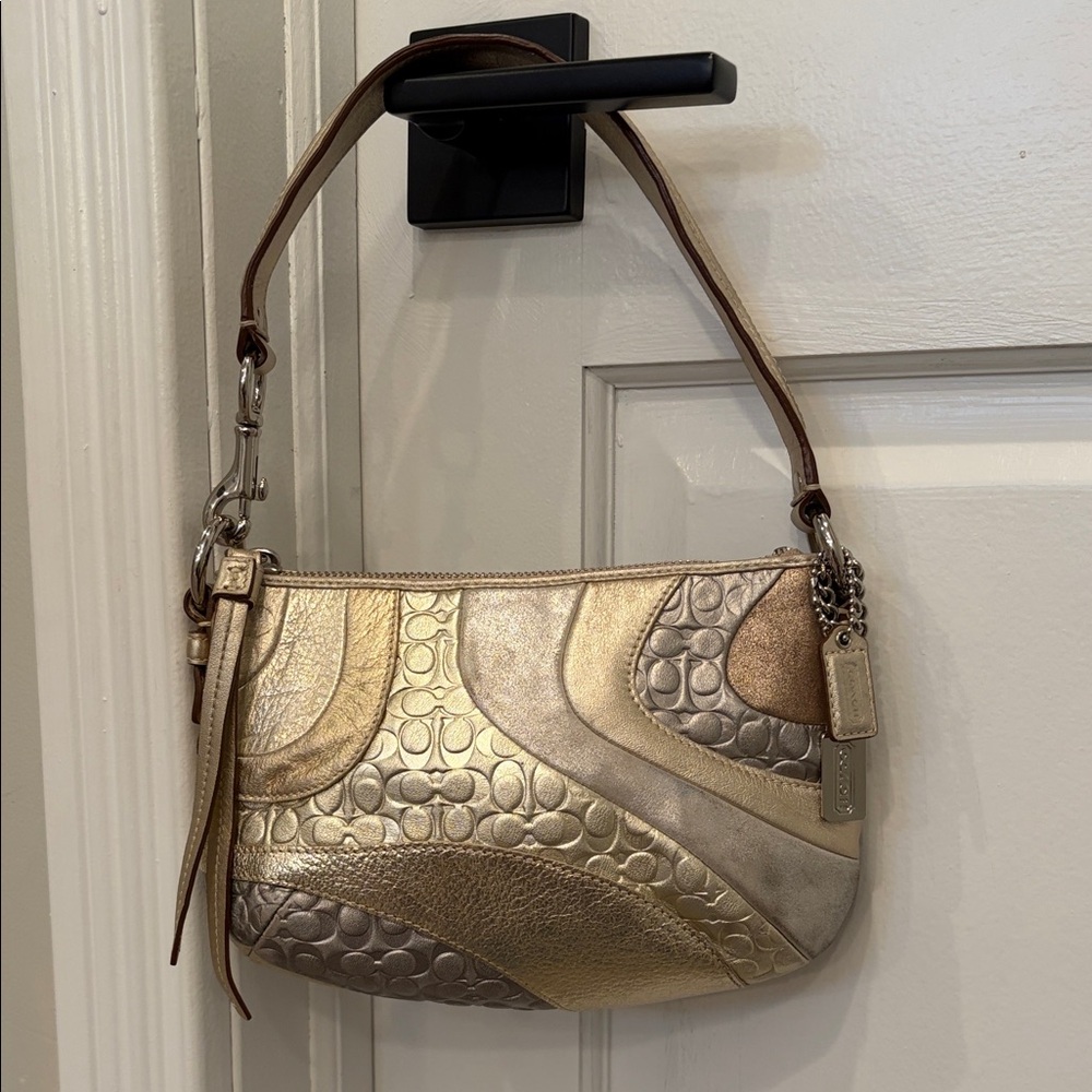 Y2K Coach Metallic Patchwork Demi Shoulder Bag - Gold & Silver